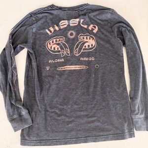 VISSLA Kids Charcoal Long Sleeve Tee with Peach Graphics